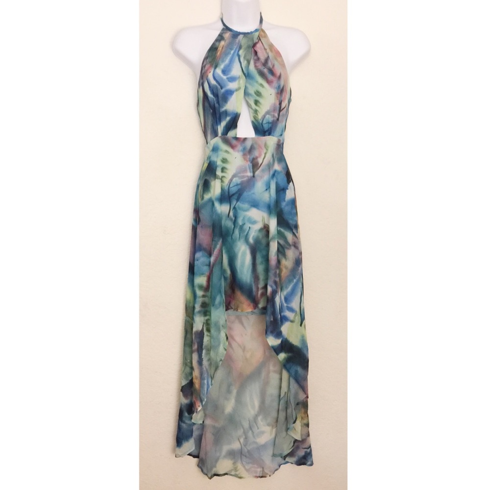 H&M Multi-Color High Low Dress with Front Keyhole